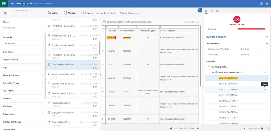 Data Discovery monitors and indexes corporate data